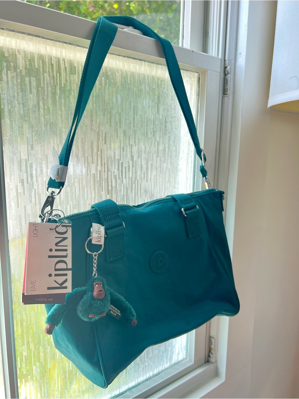 Kipling Amiel Bag | Rare Deep Fern | Shoulder Tote Adjustable Strap Monkey Charm